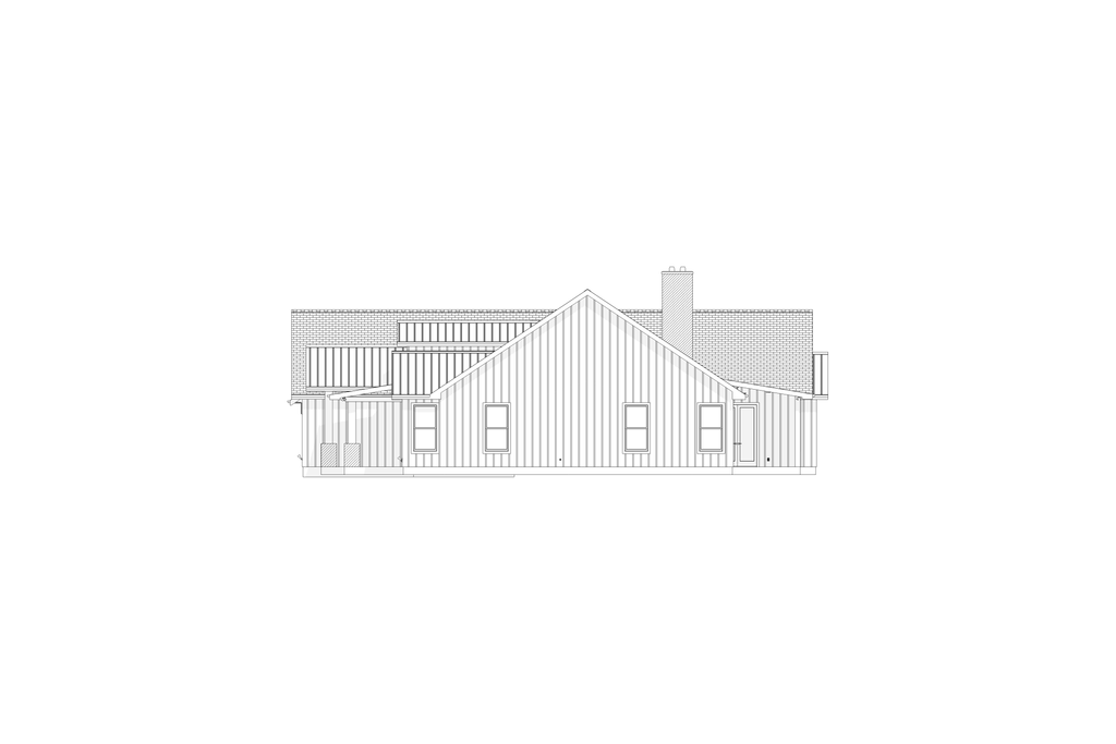 Black and white architectural drawing of a house plan