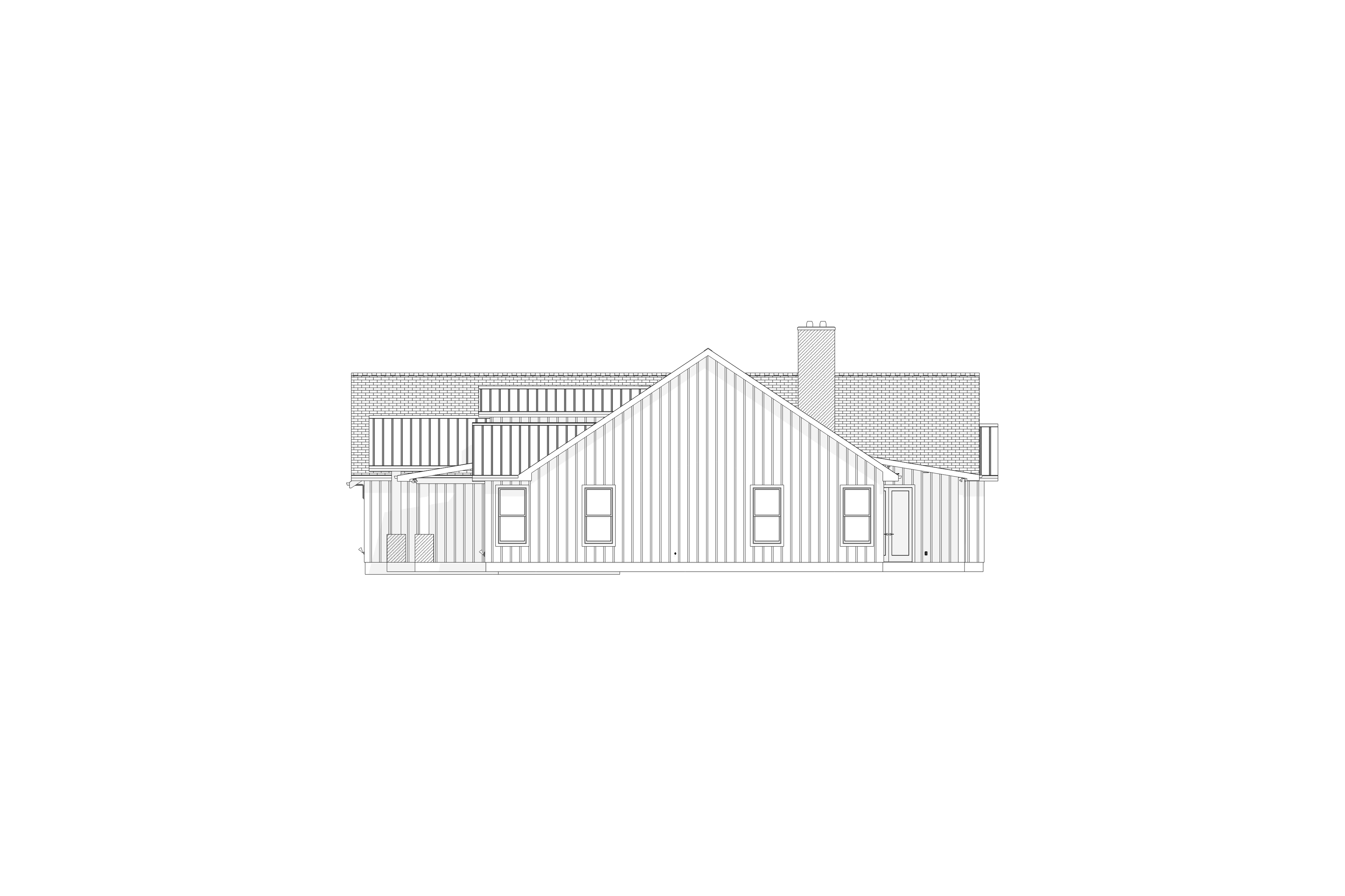 Black and white architectural drawing of a house plan